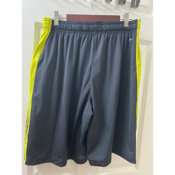 Nike Dri-Fit Shorts Mens medium Black Yellow Side Stripe Performance - Picture 3 of 9